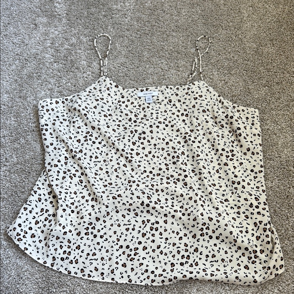 Nine West cream and brown animal print Sleeveless Crop Camisole XXL